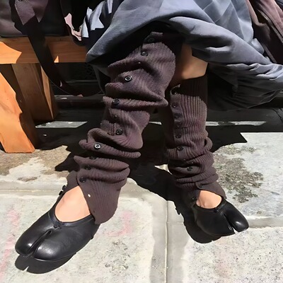 欧货纽扣堆堆袜秋冬纯色百搭女袜