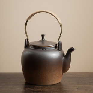 陶壶高温烧制提梁煮茶壶老式燃气灶炭火煮水壶原矿泥料电陶炉可用