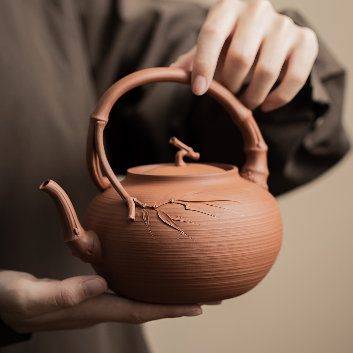 林于凯全手工朱泥提梁煮水壶