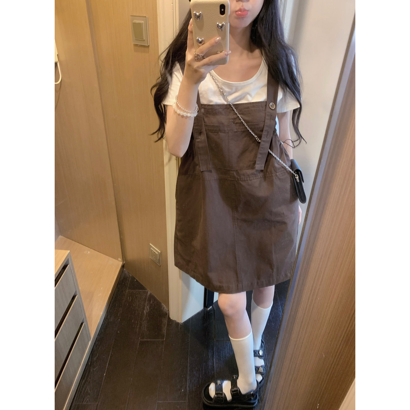 张爆爆 学院风背带连衣裙女夏百搭宽松显瘦减龄小个子背带裙子