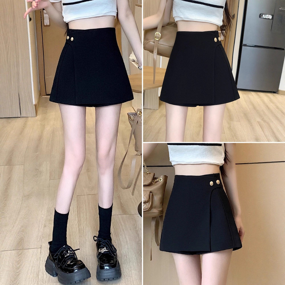 不规则高腰西装短裙裤夏季女裤裙新款时尚宽松a字裤休闲阔腿裤子