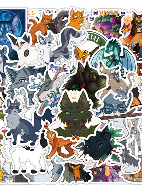 50张2款跨境猫武士Warriors Cats涂鸦贴纸行李箱笔记本贴纸贴画