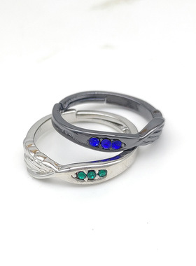 进击巨人周边艾伦 利威尔兵长戒指 黑色银色套装戒指进击巨人戒指