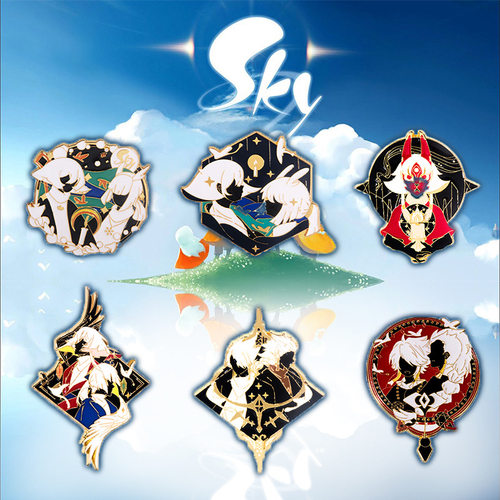 游戏周边sky光遇白鸟平菇印象 龙骨卡卡西卡通金属徽章二次元胸针