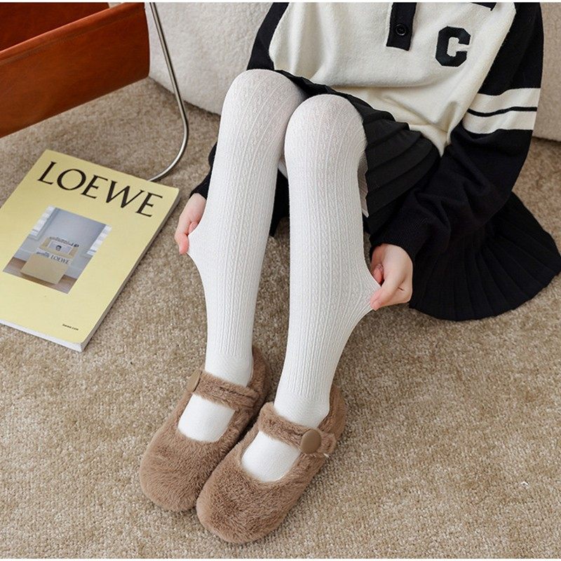 女童舞蹈袜连裤袜春秋薄绒白色大袜抗起球防滑踩脚丝袜儿童打底袜