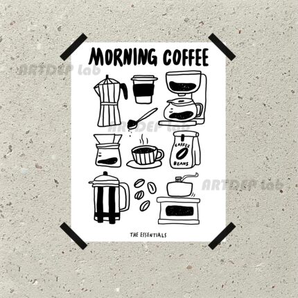 ATD早餐coffee咖啡馆面包店 趣味手绘插画印刷海报装饰画拍照墙贴
