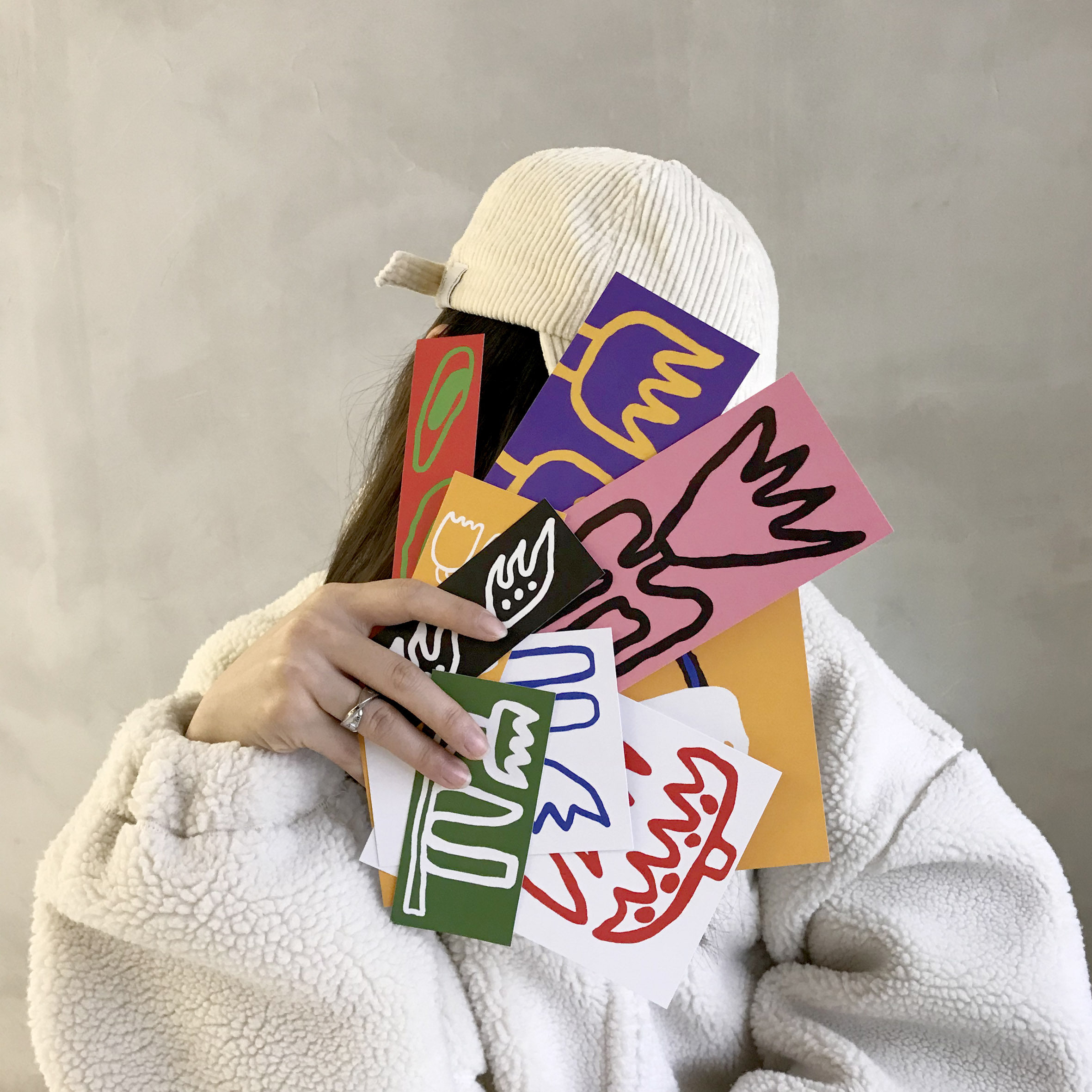 韩国ins风趣味可爱花朵插画卡片