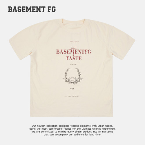 BASEMENTFG复古风字母印花短袖T恤松弛慢人风上衣261020047009