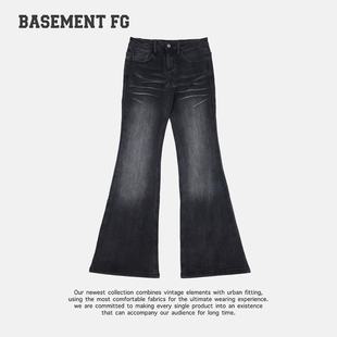 BASEMENTFG美式复古高腰喇叭牛仔裤女修身显瘦长裤267330021021