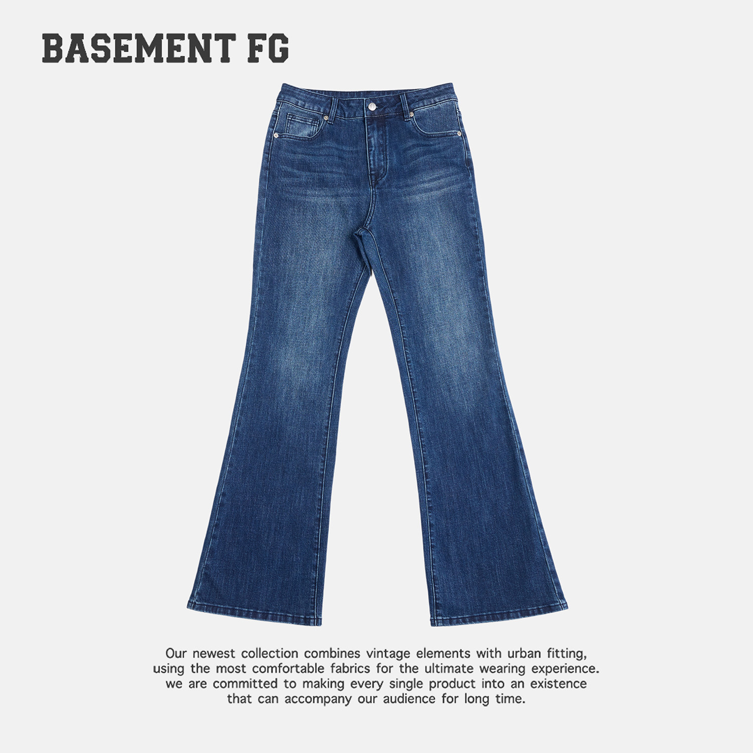 BASEMENTFG美式复古微喇牛仔裤女宽松百搭显瘦长裤267330044284