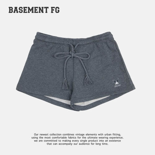 BASEMENTFG简约运动风纯棉灰色短裤女抽绳宽松261130030021