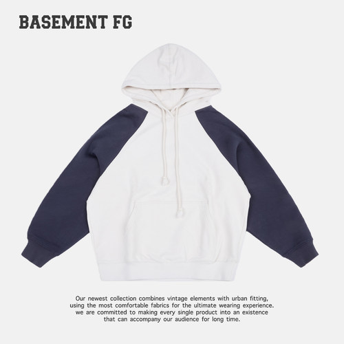 BASEMENTFG撞色连帽卫衣插肩袖休闲运动风外套情侣装241050144020