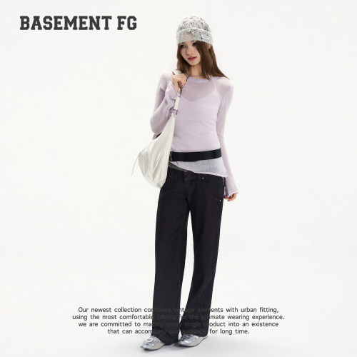 BASEMENTFG针织衫女圆领修身打底衫上衣设计感263500034032