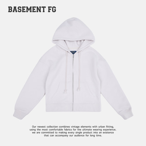 BASEMENTFG美式复古连帽卫衣女宽松拉链开衫外套261080038096