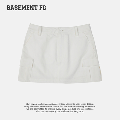 BASEMENTFG工装风白色多口袋半身裙女短裙262150104005