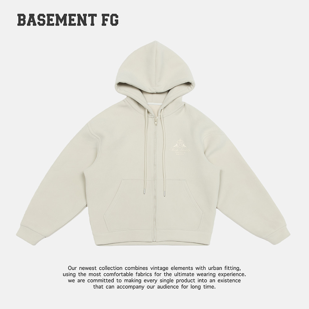 BASEMENT FG休闲风连帽卫衣开衫外套米色长袖上衣251080118353