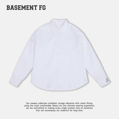 BASEMENTFG美式复古简约百搭宽松白色长袖衬衫休闲262070029005