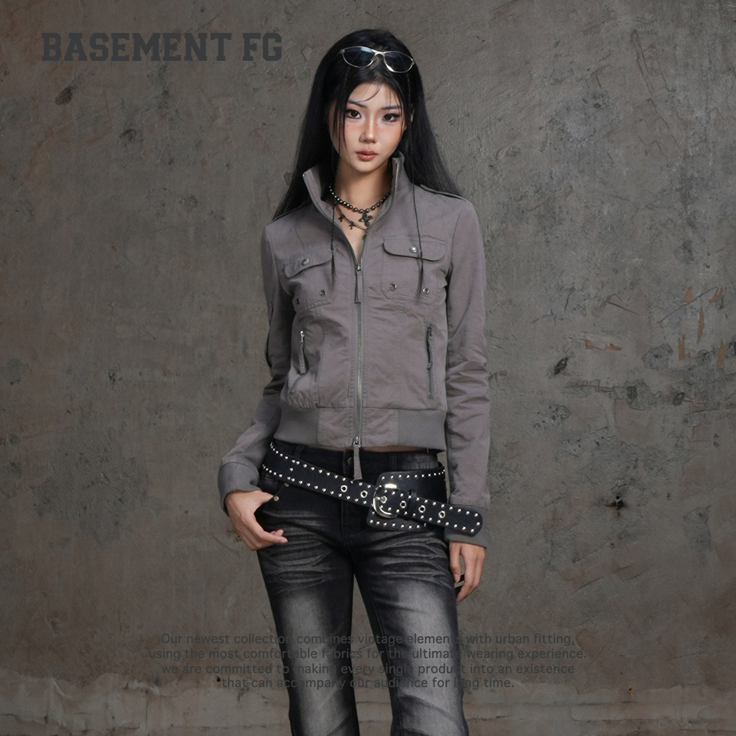 BASEMENTFG外套26秋冬新款立领短款夹克机能风外套262080088021