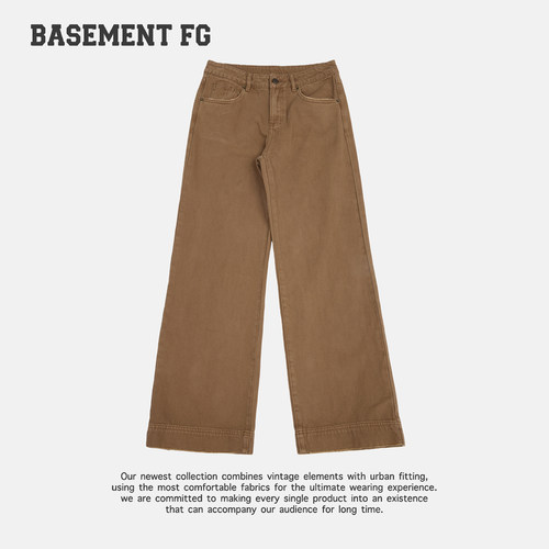 BASEMENTFG复古休闲风高腰直筒长裤女宽松百搭裤子267330016047