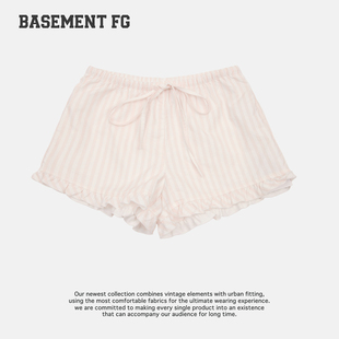 BASEMENTFG美式条纹荷叶边短裤女夏季百搭休闲裤262130007049