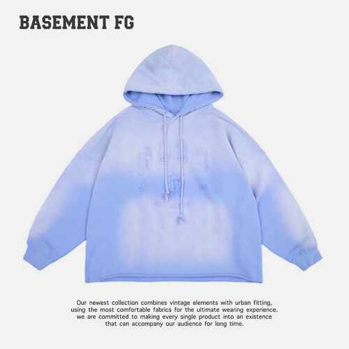 BASEMENTFG复古做旧连帽卫衣oversize高街风帽衫241050210031
