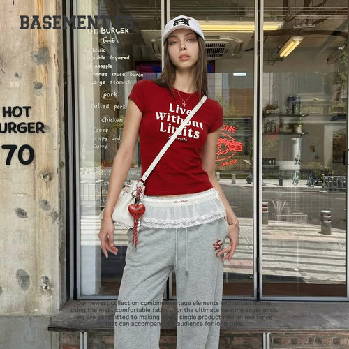 BASEMENTFG美式复古字母印花短袖T恤女辣妹风上衣261020176023