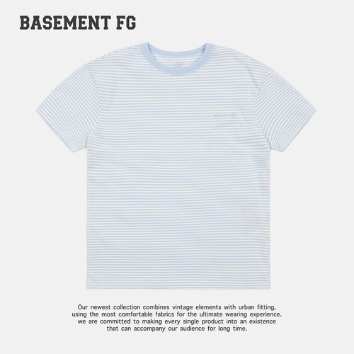 BASEMENTFG中性休闲风条纹短袖T恤圆领上衣261020152041