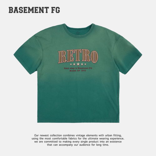 BASEMENTFG美式风复古字母印花短袖T恤纯棉百搭上衣261020043058