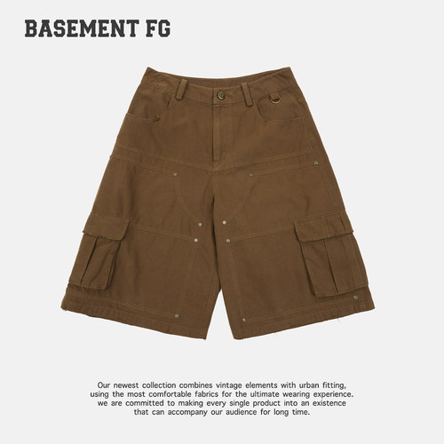 BASEMENTFG工装风宽松阔腿五分裤铆钉多口袋休闲短裤262130005013