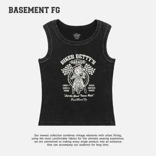 BASEMENTFG美式复古辣妹风印花背心261010012001