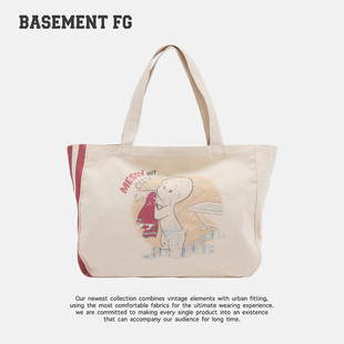 BASEMENTFG卡通印花帆布包女大容量单肩托特包254020050010
