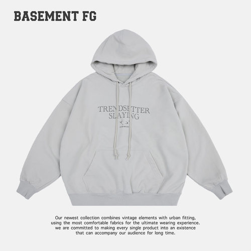 BASEMENTFG美式复古风字母印花连帽卫衣潮流上衣241050179020