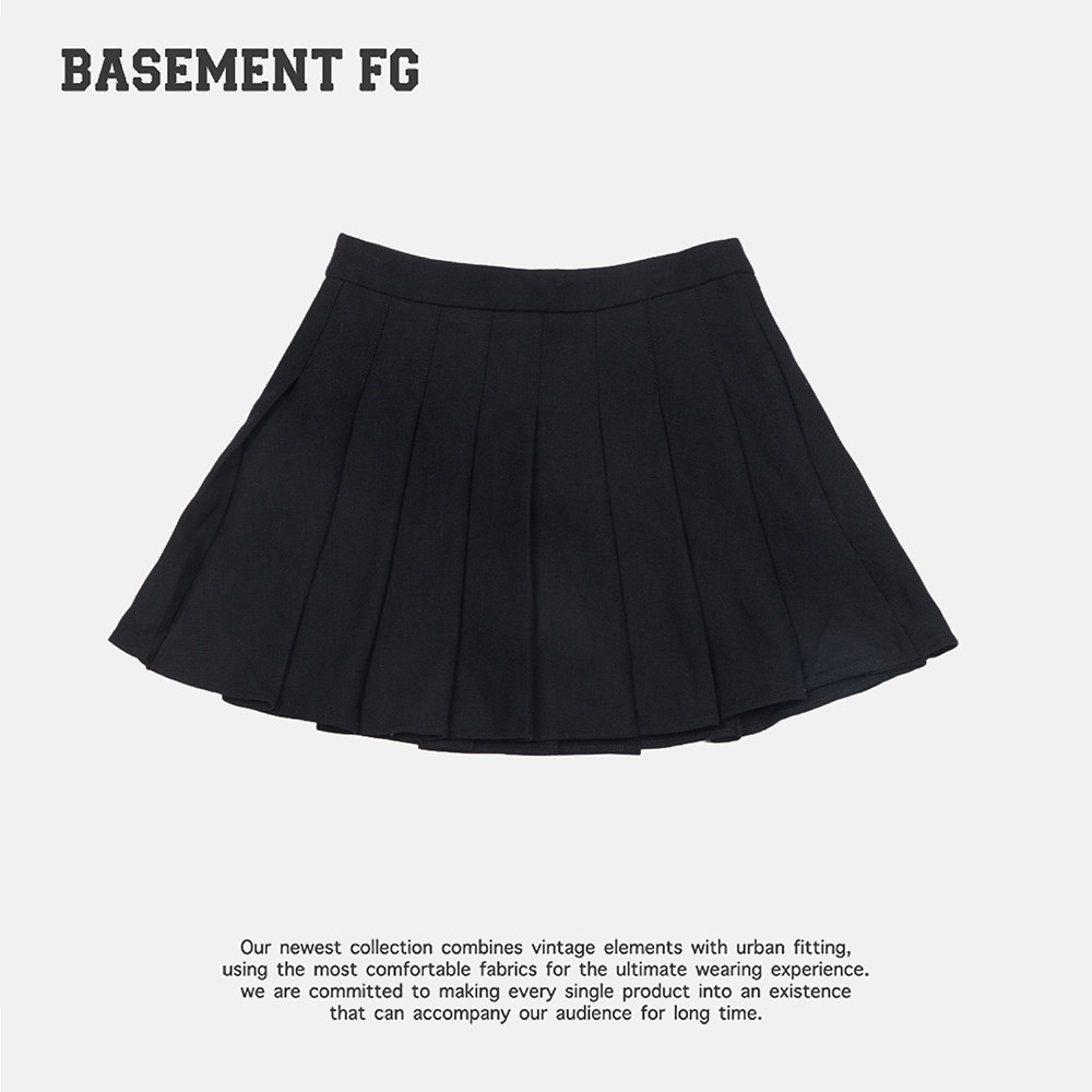 BASEMENT FG美式复古休闲百搭百褶半身裙252150092001
