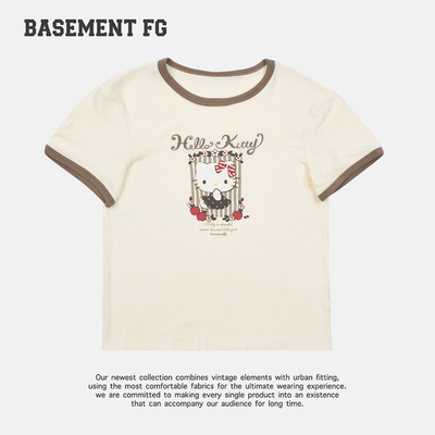 BASEMENTFGxHelloKitty卡通印花短袖T恤女撞色领261020018056