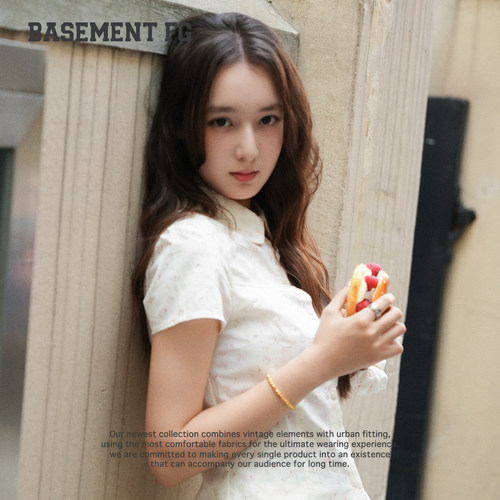 BASEMENTFG短袖T恤女复古碎花上衣清冷感舒适262260003080