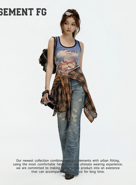 BASEMENTFG美式夏季薄荷印花无袖上衣宽松休闲261010101072