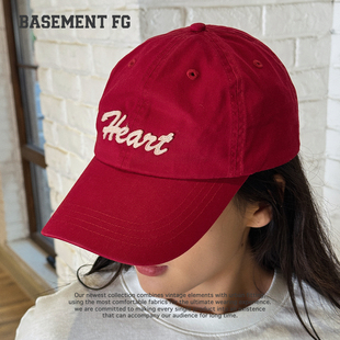 BASEMENTFG美式复古字母刺绣棒球帽红色鸭舌帽遮阳帽264010034023