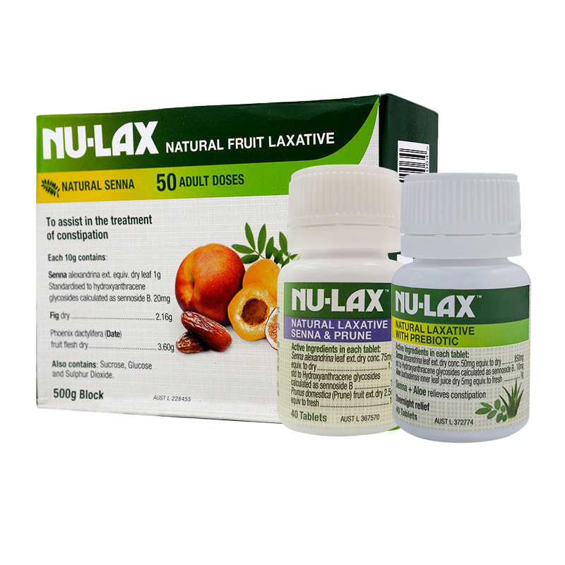 澳洲Nu-lax原味乐康片40粒乐康膏500g果蔬膳食纤维片芦荟原味西梅