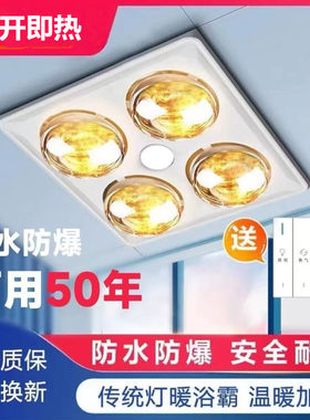 集成浴霸led灯板四灯泡家用通用老式浴室取暖灯插头简易打孔厕所