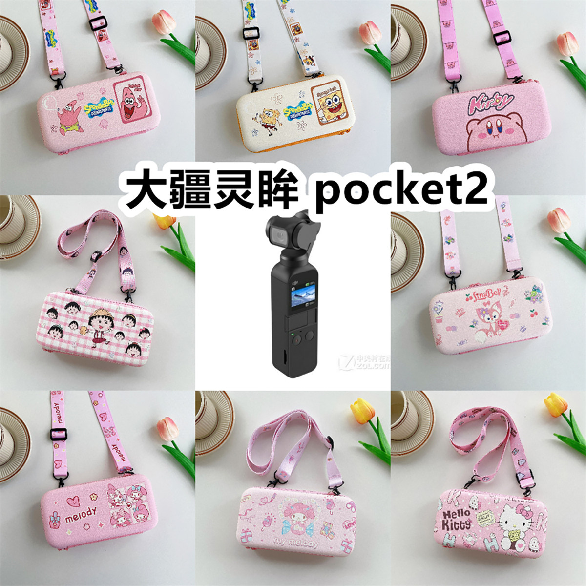适用于大疆灵眸 pocket2手持云台保护盒电源线电池收纳盒