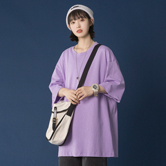 Summer 11 color code cotton loose shoulder version couple short sleeve T-shirt for men and women