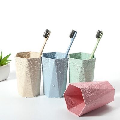 家用旅行菱形漱口杯刷牙杯子耐高温高颜值家庭高筒情侣