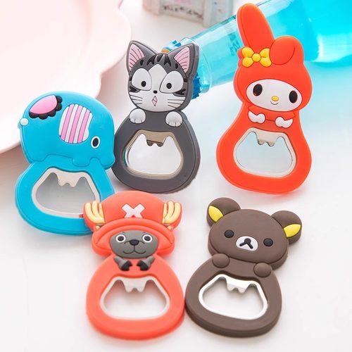 卡通啤酒开瓶器多功能起子创意启瓶器多用途可爱带磁贴冰箱贴随机