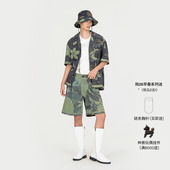FengChenWang26早春织布植物染深绿现代休闲短裤 新品 男女同款