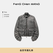 FengChenWang 25秋冬灰色Sandwashed棒球棉服夹克