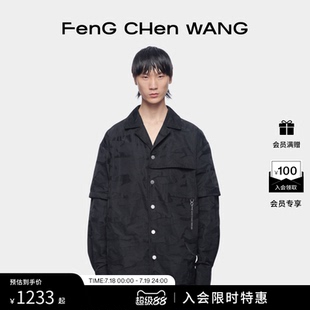 迷彩系列金屬LOGO吊墜多色款 寬松長袖 襯衫 FengChenWang