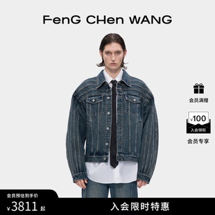 复古蓝水洗牛仔夹克廓形落肩外套男女同款 FengChenWang