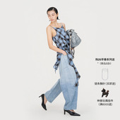 新品 FengChenWang26早春不对称裁剪荷叶边格纹女士吊带背心