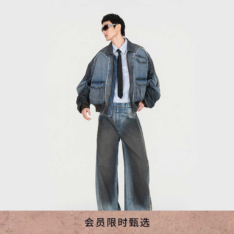 【明星同款】FengChenWang26春夏新品渐变牛仔棒球夹克男女款外套