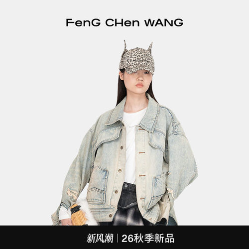 26早秋男女同款复古破洞牛仔外套